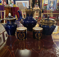 24 K Gold & Blue Tea Set
